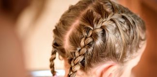 A little girl with braids