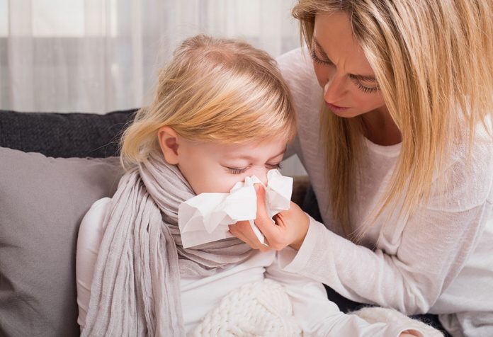 A other taking care of her unwell daughter